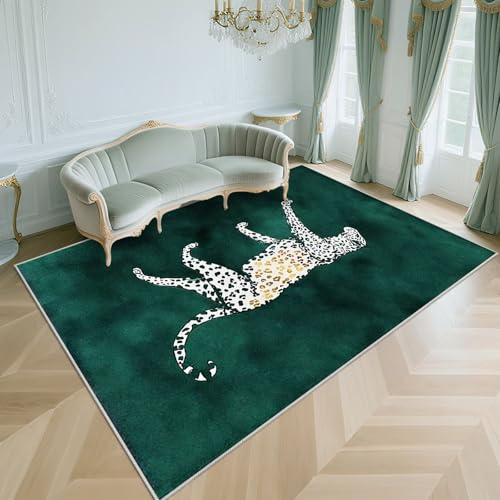 WUTONG Waschbar Schmutzfangmatte Dunkelgrün 50x80cm,Moderne Kunst rutschfest,Flach für Schlafzimmer,Wohnungs,Terrasse von WUTONG