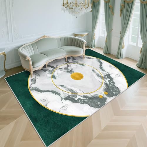WUTONG Waschbar Teppich Wohnzimmer Groß Dunkelgrün 200x300cm,Geometrisches Design Antirutsch,Kurzflor für Schlafzimmer,Esszimmer,Flur von WUTONG
