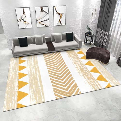 WUTONG Waschbar Wohnzimmerteppich Groß Gelb 180x280cm，Moderne Geometrie Weich für Kinderzimmer Jungen,Esstisch,Esszimmer von WUTONG