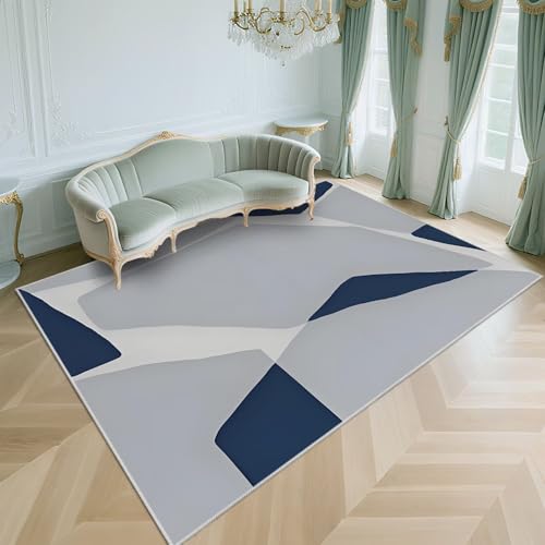 WUTONG Waschbarer Teppich Wohnzimmer 120x160cm Modern Kurzflor rutschfest Weich Teppiche für Schlafzimmer,Wohn,Balkon,Grau von WUTONG