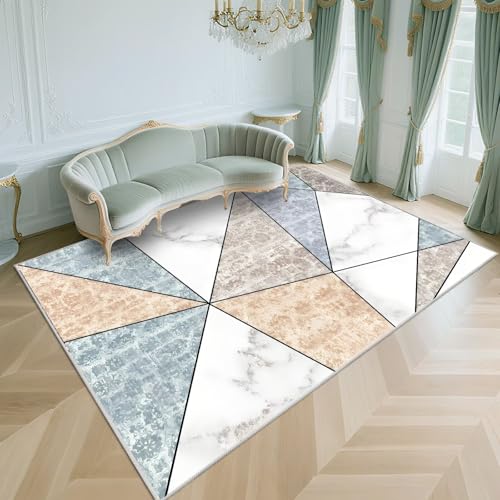 WUTONG Waschbarer Teppich Wohnzimmer 50x80cm Modern Kurzflor rutschfest Weich Teppiche für Schlafzimmer,Esszimmer,Büro,Blau von WUTONG