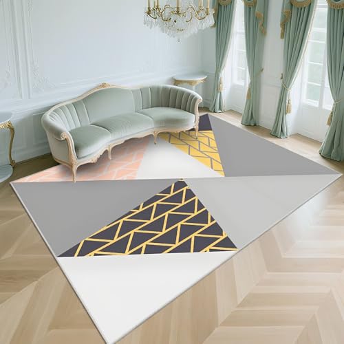 WUTONG Waschbarer Teppich Wohnzimmer 80x160cm Modern Kurzflor rutschfest Weich Teppiche für Schlafzimmer,Wohnungs,Küche,Grau von WUTONG