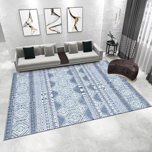 WUTONG Weich Schmutzfangmatte Blau 50x80cm，Moderne Geometrie Rutschfesth,Weich für Flur,Haustür,Eingangs von WUTONG