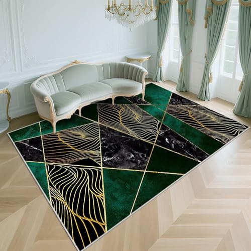 WUTONG Weich Schmutzfangmatte Dunkelgrün 50x80cm,Geometrisches Design Antirutsch,Weich für Schlafzimmer,Esszimmer,Flur von WUTONG