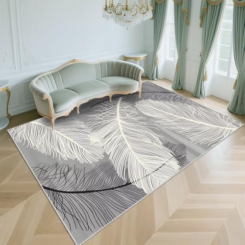 WUTONG Weich Teppich Klein Grau 50x80cm,Federmuster rutschfest,Kuschel für Büro,Küche,Terassenaussen WUTONG Weich Teppich Klein Grau 50x80cm,Federmuster rutschfest,Kuschel für Büro,Küche,Terassenaussen von WUTONG