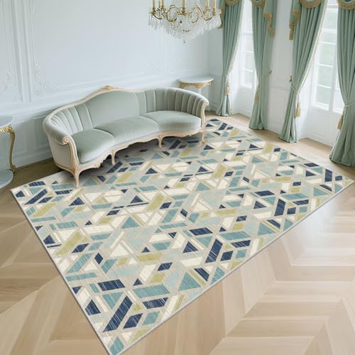 WUTONG Weich Teppichboden Blau 120x180cm,Geometrische Gitter Waschbar In Waschmaschine für Schlafzimmer,Wohnzimmer,Esszimmer WUTONG Weich Teppichboden Blau 120x180cm,Geometrische Gitter Waschbar In Waschmaschine für Schlafzimmer,Wohnzimmer,Esszimmer von WUTONG