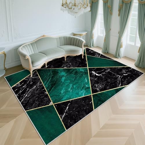 WUTONG Weich Wohnzimmer Teppich Dunkelgrün 100x160cm,Geometrisches Design Waschbar,Pflegeleicht für Kinderzimmer,Büro,Vorzimmer WUTONG Weich Wohnzimmer Teppich Dunkelgrün 100x160cm,Geometrisches Design Waschbar,Pflegeleicht für Kinderzimmer,Büro,Vorzimmer von WUTONG