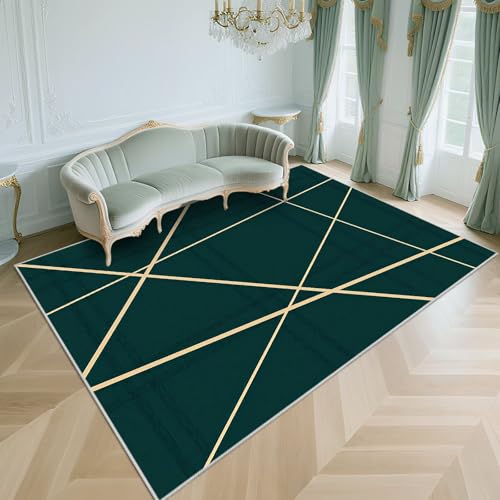 WUTONG Weich Wohnzimmer Teppich Dunkelgrün 120x160cm,Geometrisches Design Waschbar In Waschmaschine, für Kinderzimmer,Büro,Vorzimmer WUTONG Weich Wohnzimmer Teppich Dunkelgrün 120x160cm,Geometrisches Design Waschbar In Waschmaschine, für Kinderzimmer,Büro,Vorzimmer von WUTONG