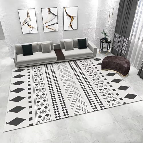 WUTONG Weich Wohnzimmerteppich Modern Schwarz 80x120cm,Geometrische Linien Waschbar In Waschmaschine, für Kindermädchen,Terassenaussen,Neben Couch WUTONG Weich Wohnzimmerteppich Modern Schwarz 80x120cm,Geometrische Linien Waschbar In Waschmaschine, für Kindermädchen,Terassenaussen,Neben Couch von WUTONG