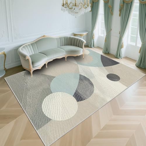 WUTONG rutschfest Fußabtreter Innen Beige 50x80cm，Liniendesign Kuschelig Weich für Haustür,Unter Schreibtischstuhl,Küche von WUTONG