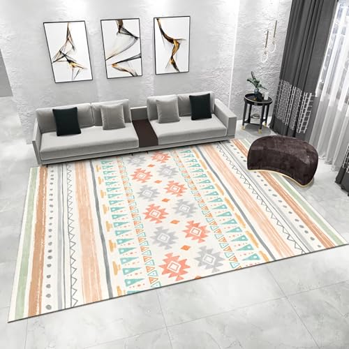 WUTONG rutschfest Teppich Wohnzimmer Weiß 120x180cm，Geometrische Muster Kuschelig Weich für Büro,Wohnzimmer,Neben Couch von WUTONG