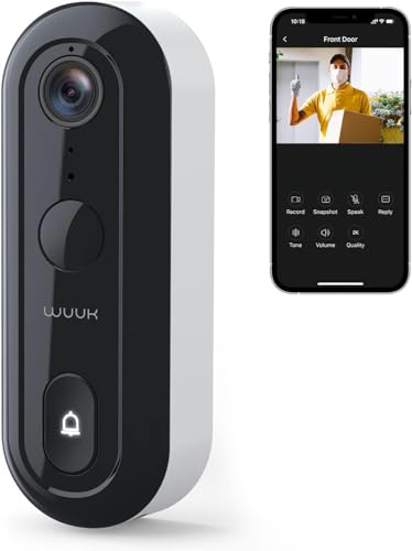 WUUK 2K Video Türklingel mit Kamera, Erforderliche Homebase, Keine Monatliche Gebühr, 180 Tage Akku, 32GB Local Storage, Dreifache Bewegungserkennung, 2.4G/5G WLAN, IP65 von WUUK