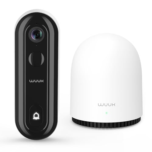 WUUK Video Türklingel mit Kamera, 2K Türklingel kabellos mit Homebase/Chime, Keine Monatliche Gebühr, 180 Tage Akku, 32GB Local Storage, Dreifache Bewegungserkennung, 2.4/5G WLAN, kompatibel mit Alexa von WUUK