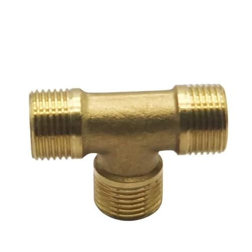 WUUKEPSG 1 Stück Messing-Rohrverschraubungen (Bsp Außen-/Innengewinde), Gerader Winkel, 3-Wege-4-Wege-Stecker, Mutterdichtung, Messing-Adapterkupplung/Tee-Mmm/1/4" von WUUKEPSG