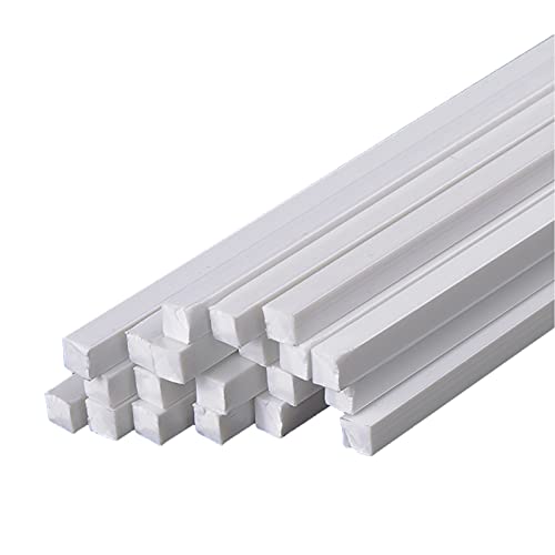 WUUKEPSG 20 Stück Abs-Vierkantstab, Länge 500 Mm, Seitenlänge 2–6 Mm, Weißer Kunststoffstab, Gute Zähigkeit Und Festigkeit/5X5X500Mm von WUUKEPSG
