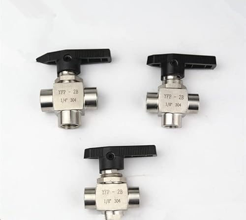 WUUKEPSG Female Thread Ball Valve 3 Way 1/8" 1/4" 3/8" 1/2" Stainless Steel 304 1Pc High Pressure High Temperature Ball Valve/1/8" von WUUKEPSG
