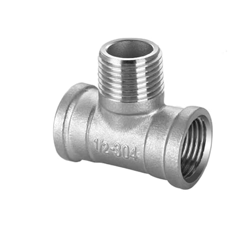 WUUKEPSG Sus 304 Male Female Thread Tee Connector,Bspt Pipe Connector Fitting 1/4" 3/8" 1/2" 3/4" 1" 1-1/4" 1-1/2" 2"/Female Male Thread-02/3/8" von WUUKEPSG