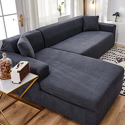 Couchbezug L Form 1/2/3/4 Sitzer,Elastische L-Form Sofa Abdeckung Sofahusse Sofabezug Sofaüberwürfe,Couchbezug Ecksofa Überzug,Ecksofa Bezug,Sofa Lehnenschutz Cover von WUWEI