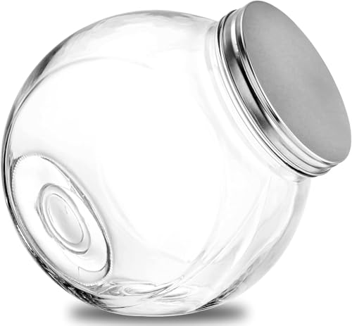 WUWEOT 4 Liter Bonbonglas mit Schraubdeckel Groß Bonboniere Vorratsglas Vorratsdose Keksdose Keksglas Rund mit Deckel Dekoglas Platzsparende und Übersichtliche Lagerung Transparent von WUWEOT