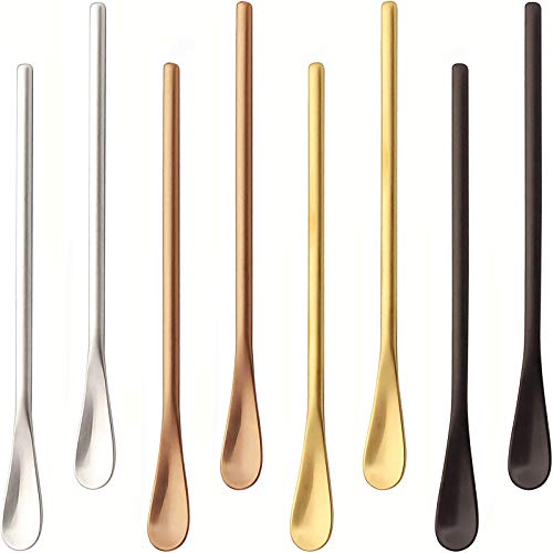 WUWEOT 8er Set Kaffeelöffel aus Edelstahl 13cm Teelöffel Mokkalöffel Espressolöffel Kleine Löffel Eisteelöffel Dessertlöffel Mini Teaspoon Schmal Rührlöffel Edelstahl (4 Farben) von WUWEOT