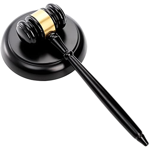 WUWEOT Black Gavel and Block Set, Handcrafted Wood Gavel and Round Hammer Sound Block Perfect for Judge, Lawyer, Student, Auction Court, and Gifts von WUWEOT