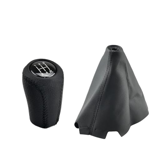WUWMTUTCK 5/6-Gang-Schaltknauf, passend for MAZDA 3 BK BL 5 CR CW 6 II GH CX-7 ER MX-5 NC III MT Lederhebelarm-Stick Headball-Zubehör(Black 5 Speed B) von WUWMTUTCK