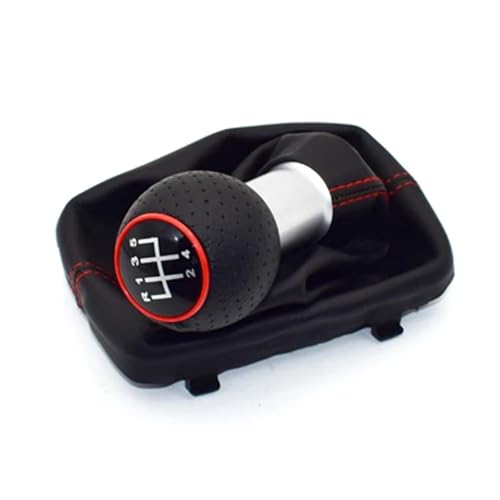 WUWMTUTCK 5-Gang-6-Gang-12-mm-Auto-Schaltknauf-Hebel-Stick-Griff-Gamasche-Kofferraum-Abdeckungsfall, roter Stich, passend for Audi A3 S3 2001 2002 2003(5 Speed) von WUWMTUTCK