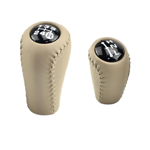 WUWMTUTCK ABS + Leder Auto Styling 5 Gang Schaltgetriebe + Transfer Schaltknauf Fit for Toyota Prado LC120 Land Cruiser Prado 03-09(2Pcs Beige) von WUWMTUTCK