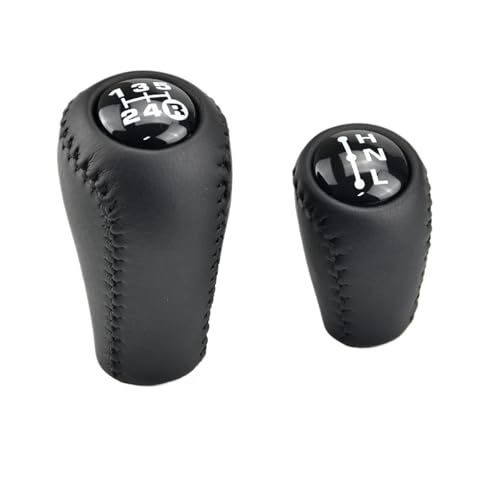 WUWMTUTCK ABS + Leder Auto Styling 5 Gang Schaltgetriebe + Transfer Schaltknauf Fit for Toyota Prado LC120 Land Cruiser Prado 03-09(2Pcs Black) von WUWMTUTCK