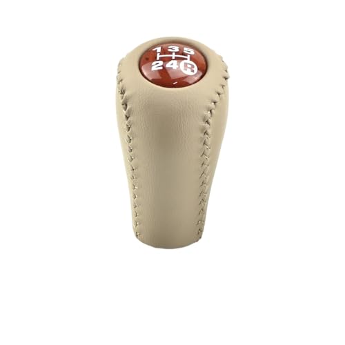 WUWMTUTCK ABS + Leder Auto Styling 5 Gang Schaltgetriebe + Transfer Schaltknauf Fit for Toyota Prado LC120 Land Cruiser Prado 03-09(Beige Walnut 1) von WUWMTUTCK