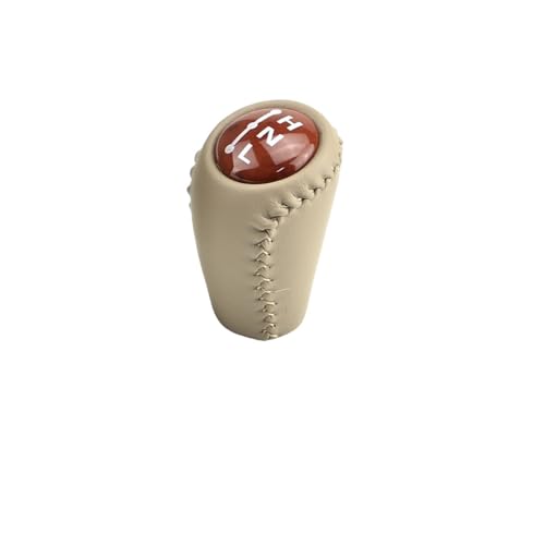 WUWMTUTCK ABS + Leder Auto Styling 5 Gang Schaltgetriebe + Transfer Schaltknauf Fit for Toyota Prado LC120 Land Cruiser Prado 03-09(Beige Walnut 2) von WUWMTUTCK