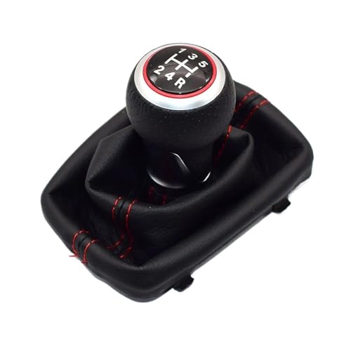 WUWMTUTCK Auto Shift Schaltknauf Hebel Gaitor Boot Abdeckung Fit for Audi A3 S3 2001 2002 2003 Sportback Dekoration Zubehör(5 Speed-Red 01) von WUWMTUTCK