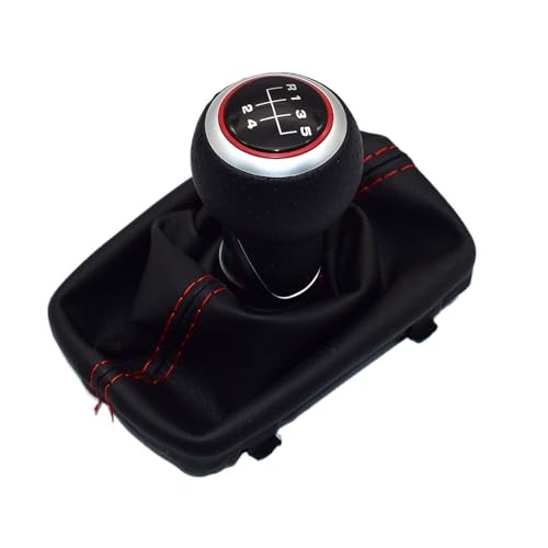 WUWMTUTCK Auto Shift Schaltknauf Hebel Gaitor Boot Abdeckung Fit for Audi A3 S3 2001 2002 2003 Sportback Dekoration Zubehör(5 Speed-Red 02) von WUWMTUTCK
