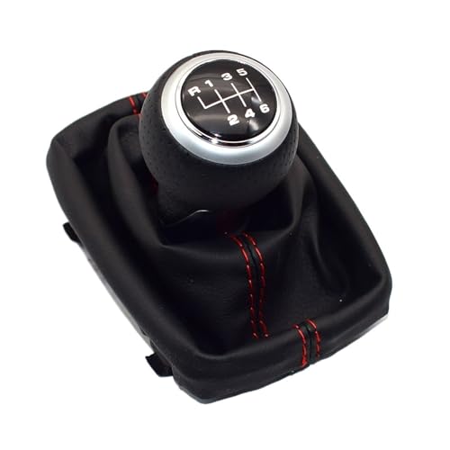 WUWMTUTCK Auto Shift Schaltknauf Hebel Gaitor Boot Abdeckung Fit for Audi A3 S3 2001 2002 2003 Sportback Dekoration Zubehör(6 Speed-silver-01) von WUWMTUTCK