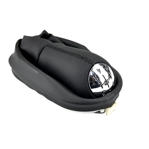 WUWMTUTCK Beige Schwarz Leder Schaltknauf Hebel Schaltmanschette Kofferraumabdeckung Passend for Renault Passend for Clio 2 II Passend for Megane II Passend for Kangoo(B-Black thread) von WUWMTUTCK