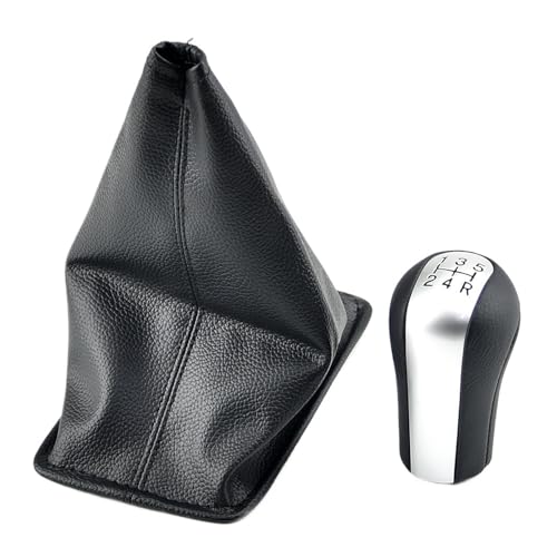 WUWMTUTCK Schwarz PU Leder Auto 5/6 Gang Schaltknauf Hebel Gamasche Kofferraumabdeckung Passend for Toyota Corolla Passend for AYGO Verso RAV4 YARIS VITZ(Matte 5 Speed A) von WUWMTUTCK