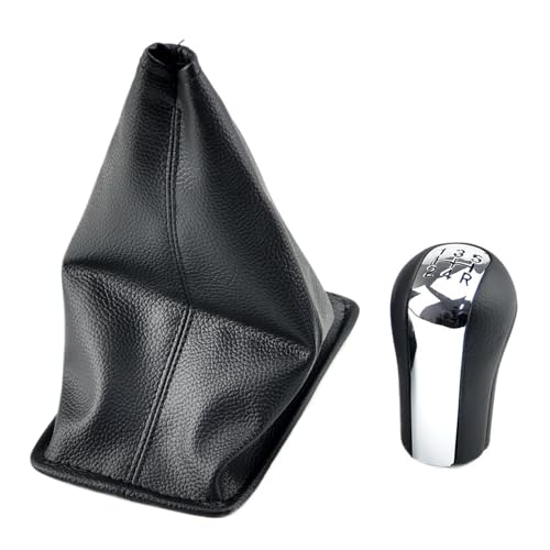 WUWMTUTCK Schwarz PU Leder Auto 5/6 Gang Schaltknauf Hebel Gamasche Kofferraumabdeckung Passend for Toyota Corolla Passend for AYGO Verso RAV4 YARIS VITZ(Mirror 5 Speed A) von WUWMTUTCK