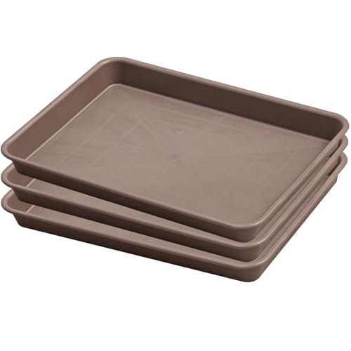 3er Pack Abtropfschale für Blumentopf, Schuhmatte Abtropfmatte, Geeignet für Küche, Bad, Lager Und Schlafzimmer(Brown,34x25cm/13x10in) von WUXTOKV