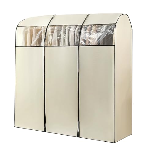 WUXTOKV 150 cm Kleiderständer Abdeckung, Kleiderschutzhülle, Schrankabdeckung für Offene Schränke, Staub- und Feuchtigkeitsabweisend(Beige,100 * 150cm/39 * 59in) von WUXTOKV