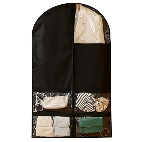 WUXTOKV Kleidersack Anzug, Kleidersäcke Mottensicher, mit Transparentem Fenster, Geeignet für Reisen und den Kleiderschrank(Black,120x60cm/47x24in) von WUXTOKV