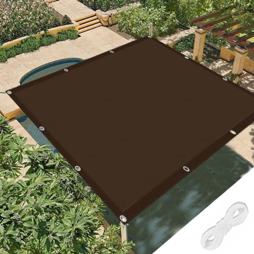Sonnensegel Quadrat 1.6 x 3.2 m Wetterbeständig UV Schutz Sonnenschutz Garten Schattierungsnetz mit Pu-Beschichtung für Garten Terrasse Rasen Pool, Braun von WUXXIANG