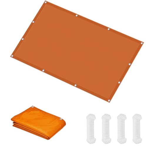 Sonnensegel Rechteckig 4.4 x 7.5 m PES Polyester 98% Uv-Schutz Reißfest Wetterfest Schattenstoffabdeckung mit Befestigungsseile für Garten Terrasse Rasen Pool, Orange von WUXXIANG