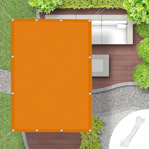 Sonnensegel Rechtwinklig 4.6 x 8.5 m PES Polyester 98% Uv-Schutz Reißfest Wetterfest Sonnensegel Nach Maß mit Ösen mit Pu-Beschichtung für Garten Terrasse Rasen Pool, Orange von WUXXIANG