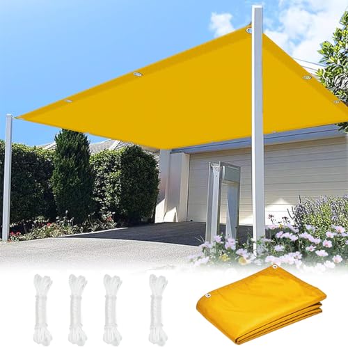 Sonnensegel Wasserdicht 1.2 x 2.4 m Sonnenschutz UV Schutz Windschutz Sonnenschutz Segel mit Pu-Beschichtung für Garten Terrasse Carport, Gelb von WUXXIANG