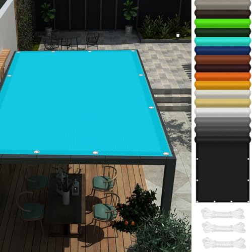 Sonnensegel Wasserdicht 1.6 x 5 m Reißfest Wetterfest mit Seil Wasserdicht Rechteckig Balkon Sichtschutz für Outdoor Partys, Himmelblau von WUXXIANG