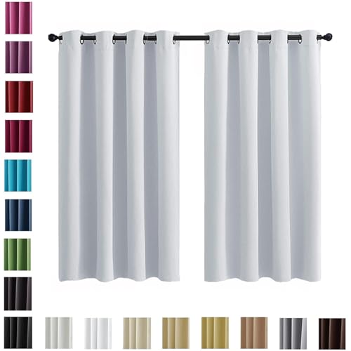WUXXIANG 2 Stück 100% Blickdicht Verdunklungsvorhang 120 x 150 cm Elegant Glatt Einfarbig Flauschig, Kälteschutz Gardinen Wohnzimmer Schlafzimmer, mit Raffhalter für Schlafzimmer Wohnzimmer, Weiß von WUXXIANG