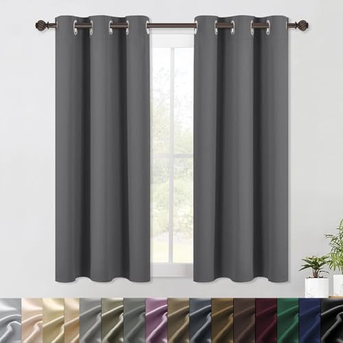 WUXXIANG Gardinen Blickdichte Vorhänge 140 x 155 cm Größe Und Farbe Wählbar, Blickdicht Vorhänge Kälteschutz Vorhang, mit Raffhalter für Schlafzimmer Wohnzimmer, Grau von WUXXIANG