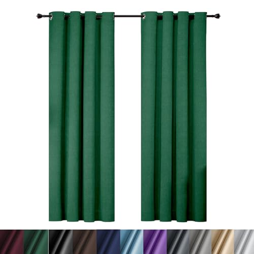 WUXXIANG Gardinen Blickdichte Vorhänge 160 x 240 cm Elegant Glatt Einfarbig Flauschig, Vorhang Blickdicht Schlafzimmer Dekoration, mit Raffhalter für Küche Fensterdekoration, Grün von WUXXIANG