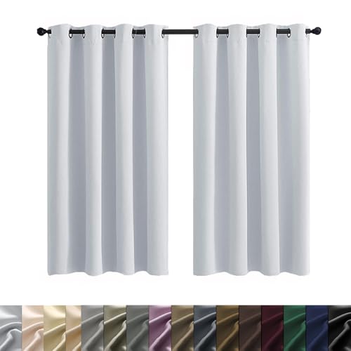 WUXXIANG Verdunkelungsgardinen mit Ösen 2 Stücke 180 x 200 cm Pflegeleicht Thermo Blickdicht, Vorhang Blickdicht Verdunklungsvorhänge, mit Raffhalter für Wohnzimmer Kinderzimmer, Weiß von WUXXIANG