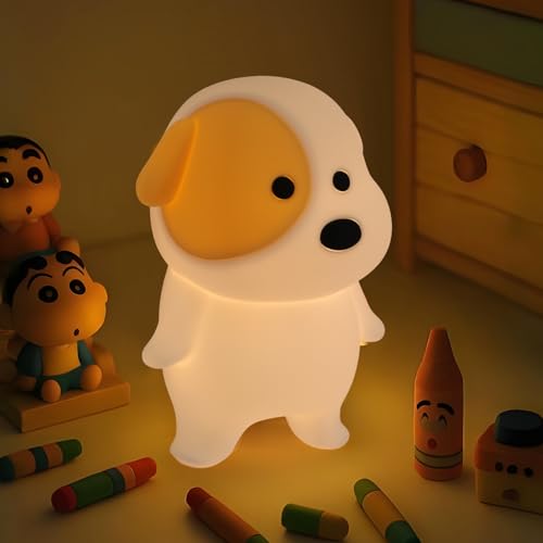WUYOR Nachtlicht Kinder Hund Baby Nachtlicht mit Sound ausgestattete, RGB Baby Stilllicht Silikon Nachttischlampe mit USB Aufladung Kawaii Kinderzimmer Babyzimmer Deko von WUYOR